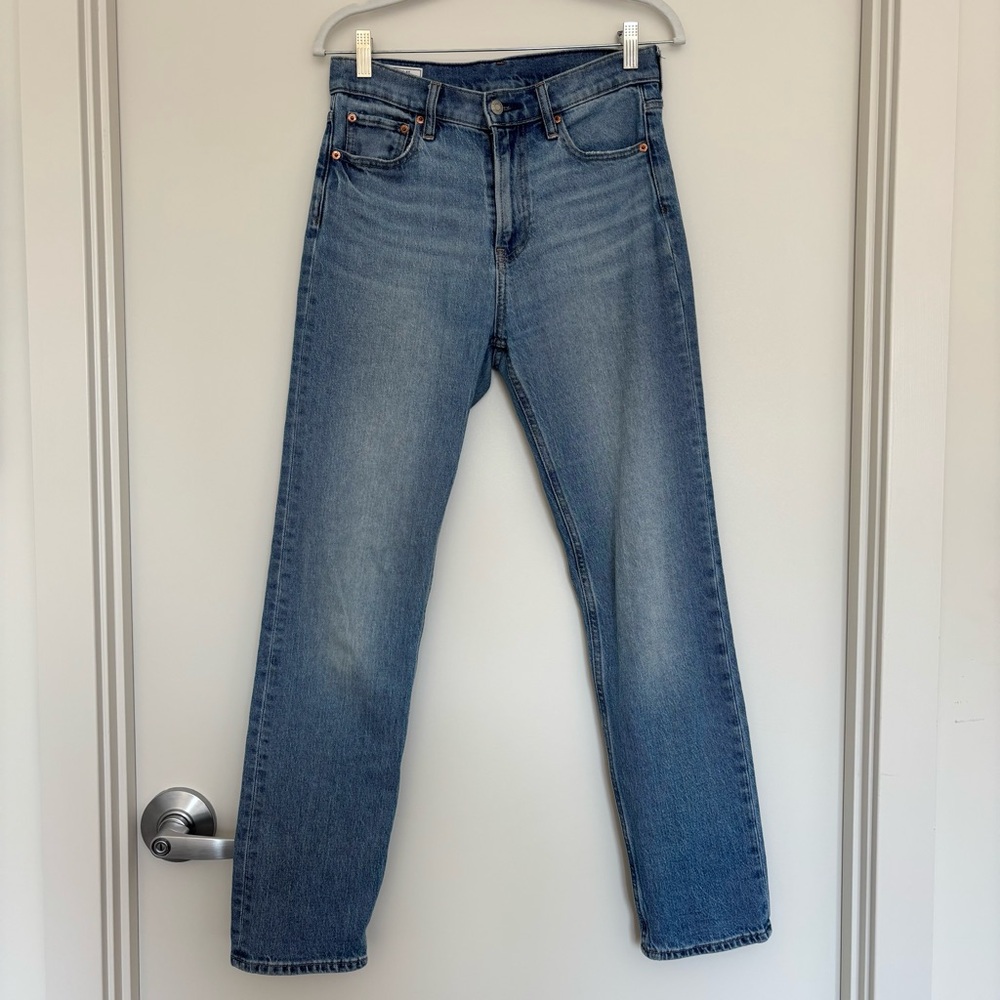 Gap 90’s High-Rise Straight Denim Jeans, Medium Indigo Wash, 4/27 Regular
